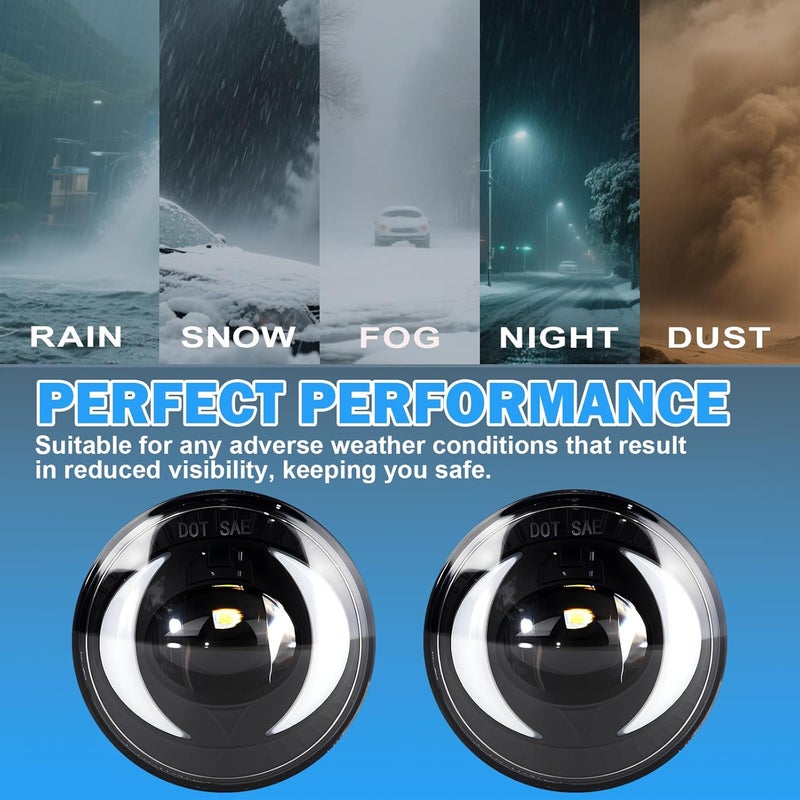 BOXLIGHT LED&DRL Round Fog Lighs Compatible with 2007-2014 Chevy Suburban Tahoe, 2007-2013 Avalanche Camaro, 2015-2016 Colorado Silverado, 2007-2016 GMC Acadia Yukon XL Sierra Denali With Turn Signal - Image 4